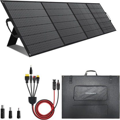 400W Portable Solar Panel for Power Station Generator,400 Watt Foldable Solar Panel Charger with MC4 Output,3-in-1 DC Connector,23.5% High Efficiency for Outdoor Camping RV Travel (400W)