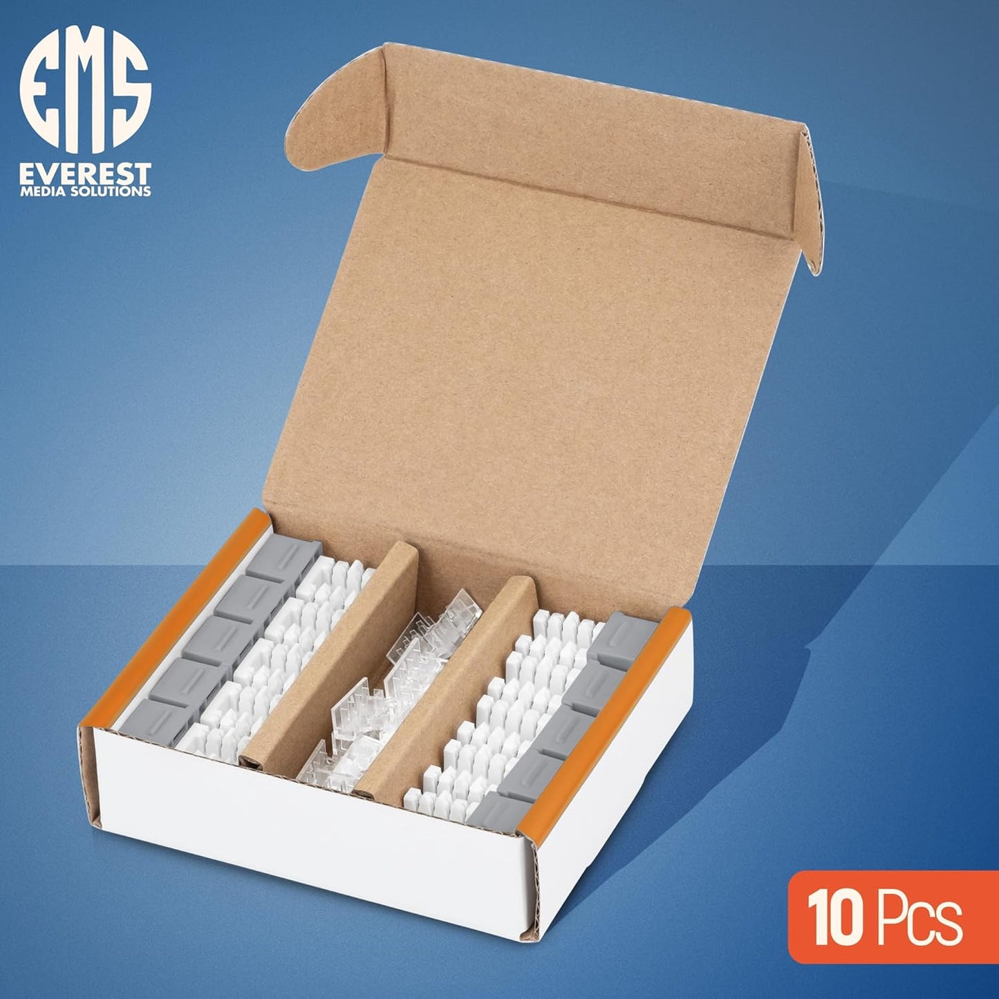 Everest 90° Angled RJ45 Cat6A Keystone Jacks 10-Pack in Gray - Slim Profile Female RJ45 Connectors - Cat 6A Keystone Jack - Compatible with 90° Angled Speed Termination Tool - easyJACK (B094WB91H3)