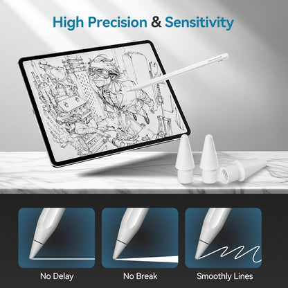 Replacement Tips for Apple Pencil Pro/1st/2nd &USB-C, 3 Pack High Sensitivity Nibs, Durable Stylus Pen Tip Accessories, Precise Control No Delay, Smooth iPencil Tips Replacement (White)