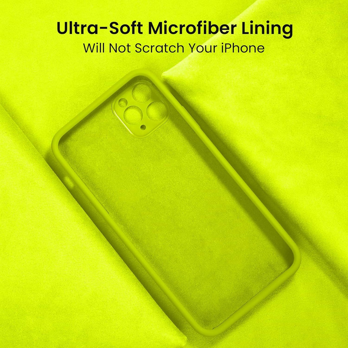 FireNova Designed for iPhone 13 Pro Case, Silicone Upgraded [Camera Protection] Phone Case with [2 Screen Protectors], Soft Anti-Scratch Microfiber Lining Inside, 6.1 inch, Fluorescent Green