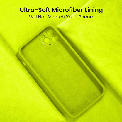 FireNova Designed for iPhone 13 Pro Case, Silicone Upgraded [Camera Protection] Phone Case with [2 Screen Protectors], Soft Anti-Scratch Microfiber Lining Inside, 6.1 inch, Fluorescent Green