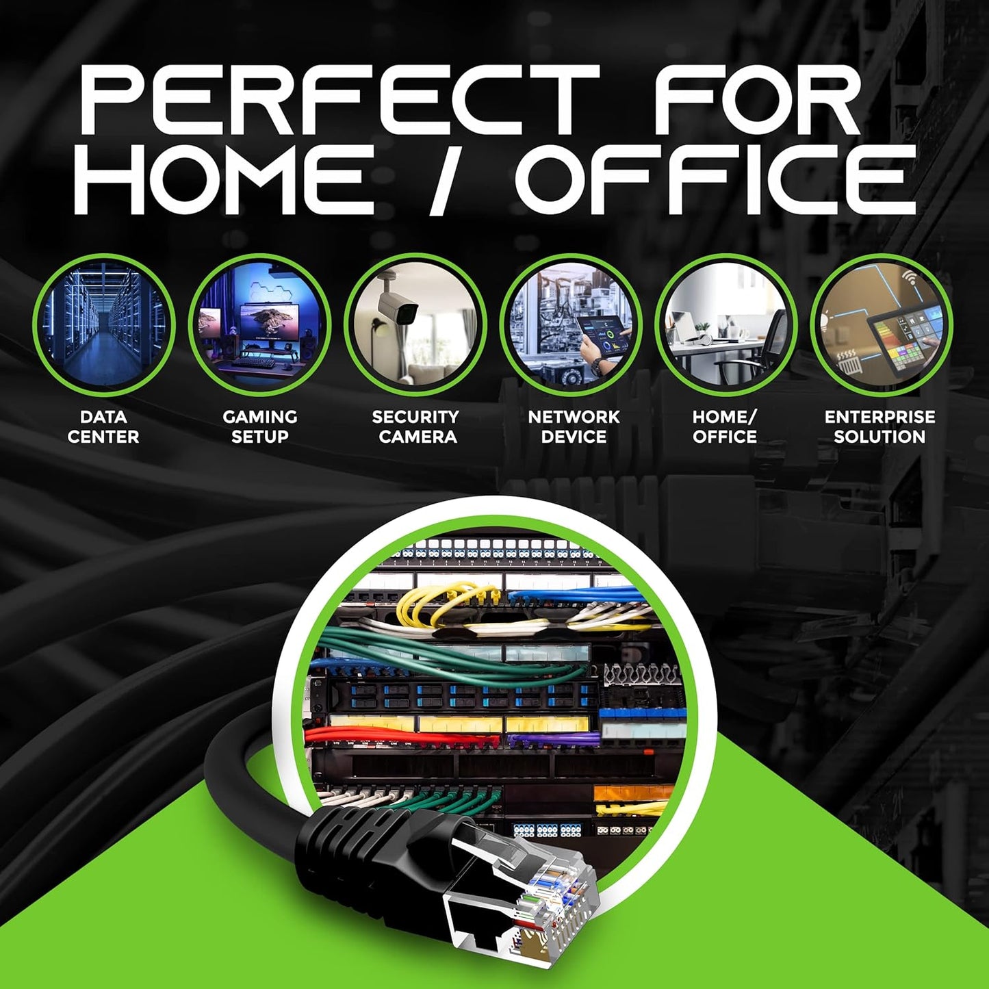 GEARIT 24-Pack, Cat5e Ethernet Patch Cable 6 Feet - Snagless RJ45 Computer LAN Network Cord, Black