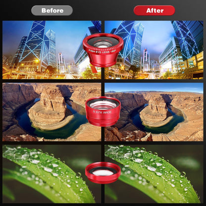 External Lens for Mobile Phone 3-in-1 Fisheye Macro Wide Angle Lens with Clip Aluminum Alloy Compatible with iPhone and Smartphones