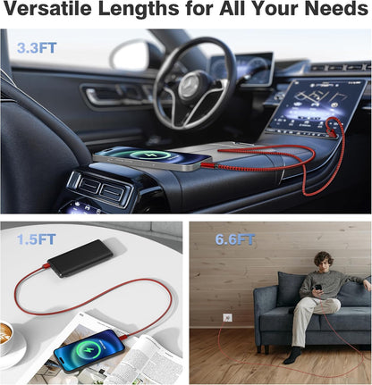 Elebase USB Type C Charger Cable 3 Pack 1.5/3.3/6.6FT,Car Charging Cord for iPhone 16 Pro Max Plus,Kindle Fire HD 7 2022 12th,10 9th 2019,8 10th 2020,Paperwhite 11th 2021,Samsung Galaxy S22 S23 S24