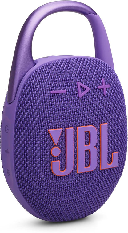 JBL Clip 5 - Ultra-Portable, Waterproof & Dustproof Bluetooth Speaker, Big Pro Sound with Punchy bass, Integrated Carabiner, Up to 12 Hours of Play, Made in Part with Recycled Materials (Purple)