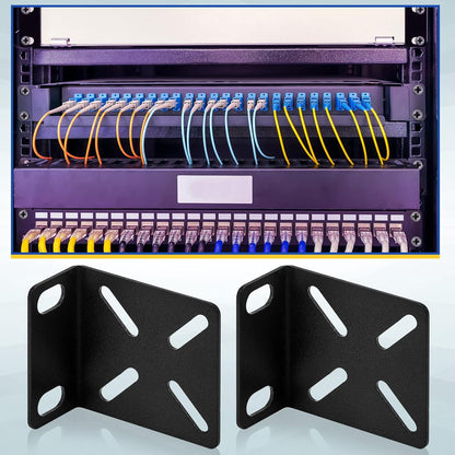 Pelopy Rack Mount Kit Compatible with 17.3 Inch Wide Switches, Adjustable Rack Ears Universal Mount Brackets Compatible with Netgear/Buffalo Tech/Dell/D-Link/Linksys/TRENDnet Products