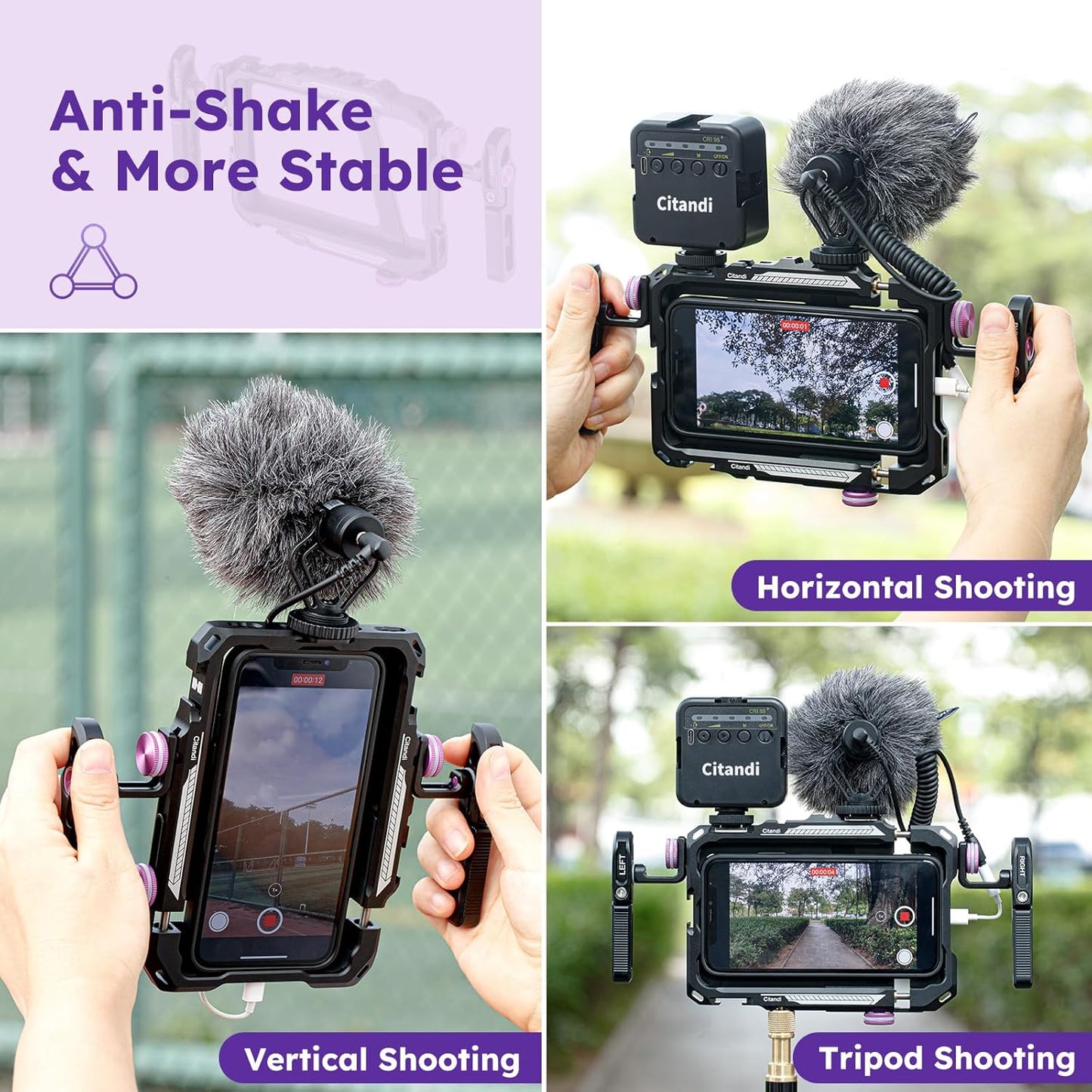 Universal Smartphone Filmmaking Stabilizer, Phone Cage for Vlogging and Videography, Compatible with Most Smartphones