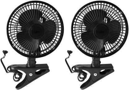 JOEY'Z 2 Pack - 6 INCH - 2 Speed - Adjustable Tilt, Whisper Quiet Operation Clip-On-Fan - Black