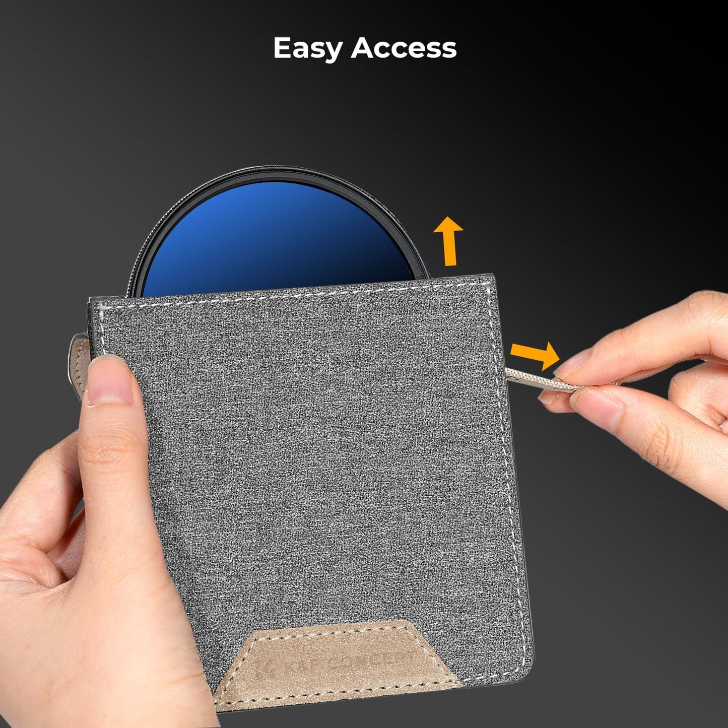 K&F Concept Lens Filter Case 4 Pocket, Leather Carrying Filters Bag Pouch for Square ND CPL etc Filters up to 100x100mm, Designed NANO-X Series Square Bracket 100mm