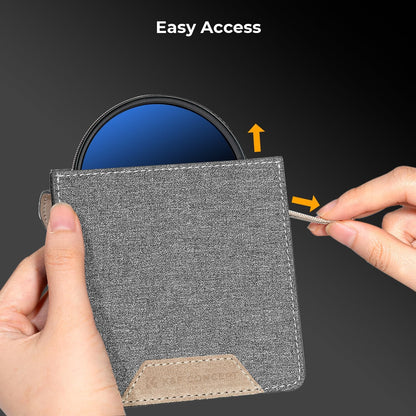 K&F Concept Lens Filter Case 4 Pocket, Leather Carrying Filters Bag Pouch for Square ND CPL etc Filters up to 100x100mm, Designed NANO-X Series Square Bracket 100mm