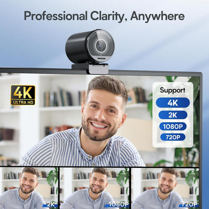 EMEET SmartCam S800-4K Webcam for Streaming, Sony 1/2'' Sensor, Supports HDR, PDAF&TOF Dual-autofocus, 1080P@60fps, 2 Noise-Cancelling Mics, 40°-73° FOV, Perfect for Live Streaming&Online Meetings