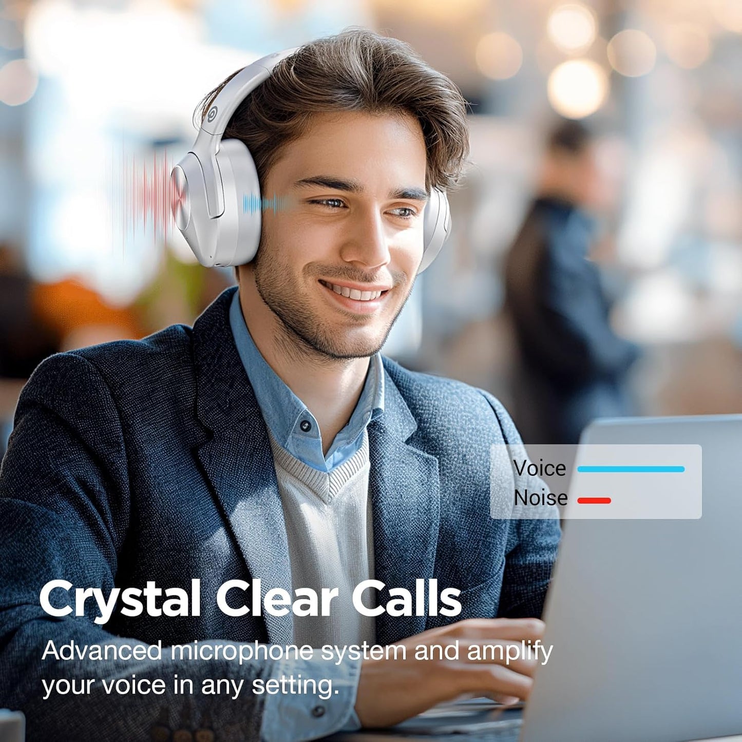 Upgrade Pro‑Level Hybrid Active Noise Cancelling Headphones with HD Sound, Wireless Bluetooth Headphones Over The Ear Unequaled Comfort, Vivid Deep Bass, for Home Office Travel Birthday Gift