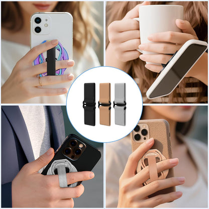 RESPECTED-BRO-3-PCS-Elastic-Strap for Magnetic Phone Grip Stand with Finger Strap, 4-in-1 Magnetic Ring Holder, Kickstand and Elastic Strap for Smartphones (Rose Gold)