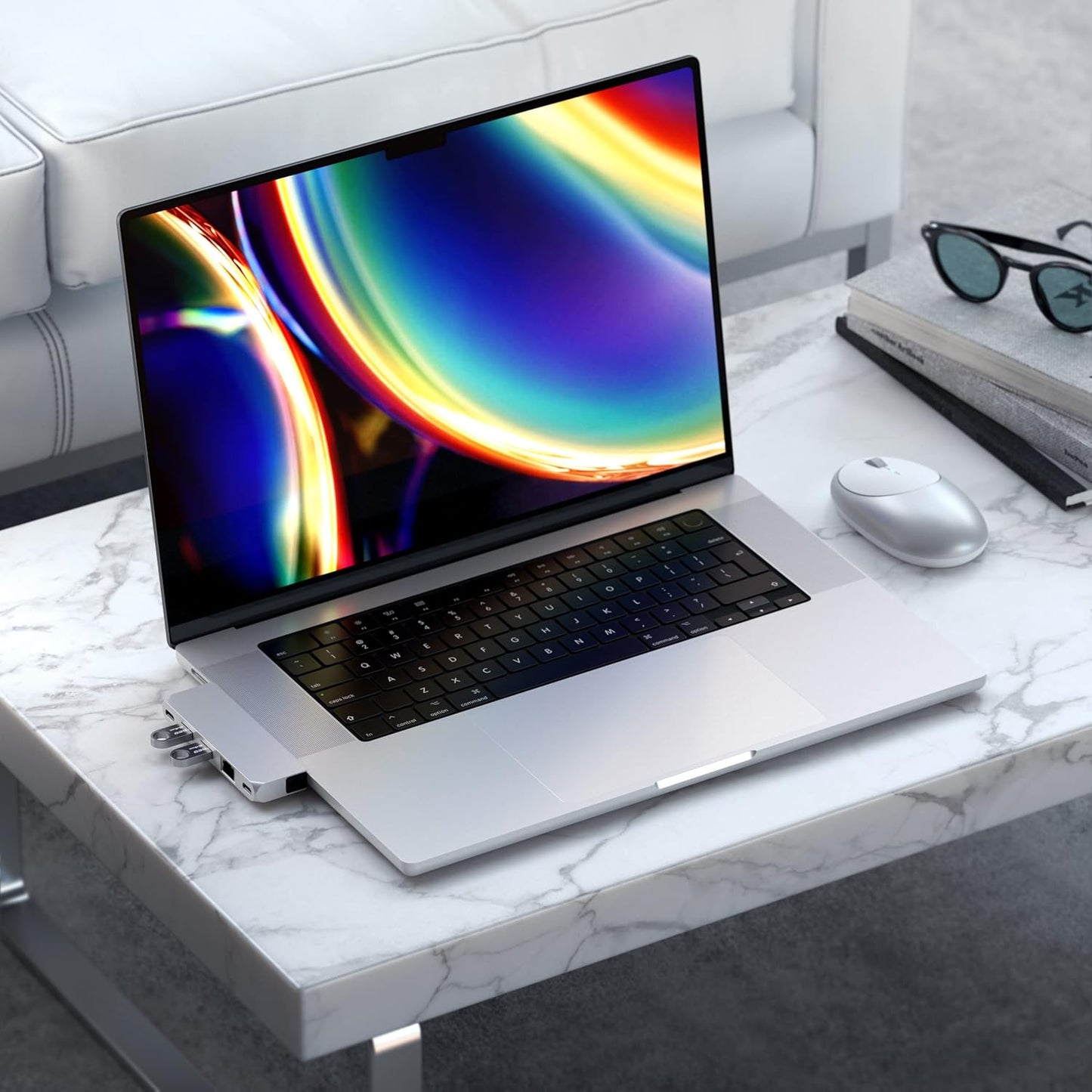 Satechi USB C Hub Multiport Adapter Pro Hub Mini, USBC Dongle with USB4 Port, USB C Data, 2 USB-A Data, Ethernet, Audio Jack, for MacBook Pro/Air M1 M2 M3 - Silver