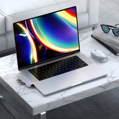 Satechi USB C Hub Multiport Adapter Pro Hub Mini, USBC Dongle with USB4 Port, USB C Data, 2 USB-A Data, Ethernet, Audio Jack, for MacBook Pro/Air M1 M2 M3 - Silver