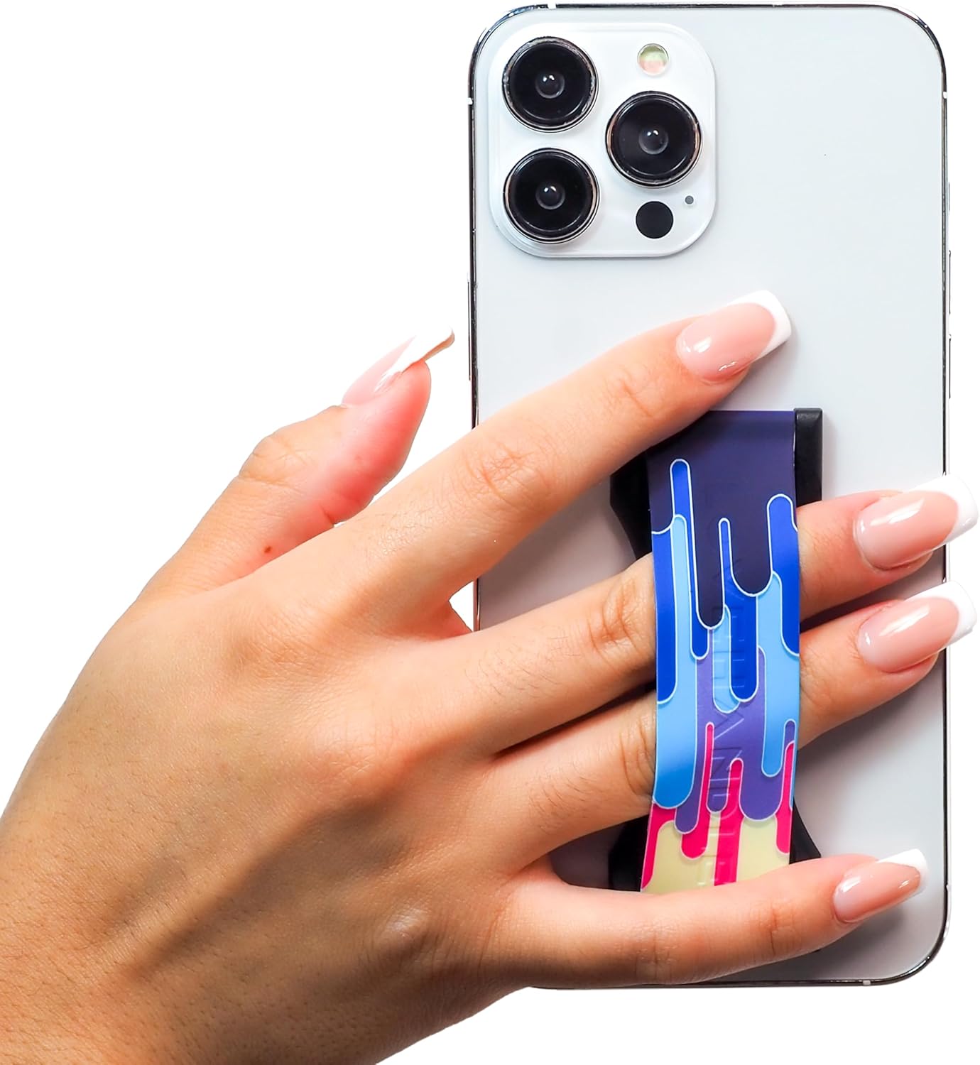 LOVEHANDLE PRO Premium Phone Grip - Silicone Phone Strap - Magnetic Phone Mount and Kickstand for Smartphone and Tablet - Color Drip Silicone