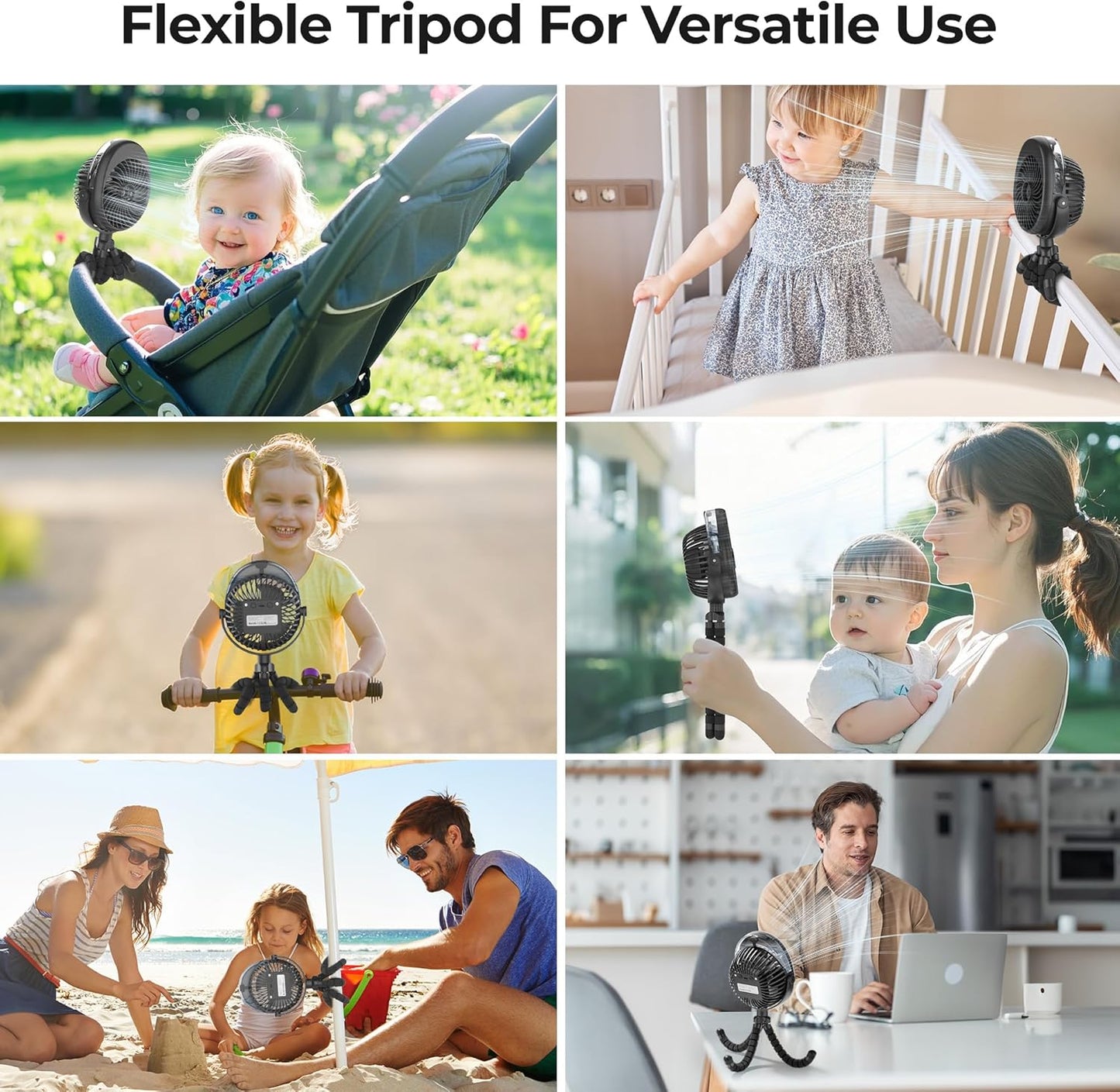 Misting Baby Stroller Fan, 4000mAh Rechargeable Battery Operated, 270°Pivoting, 15H Cooling,50ml Portable Water Sprayer Misting Fan with Flexible Tripod Clip on Car Seat Crib Treadmill Bunk Bed