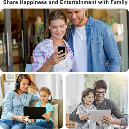 3 in 1 Dual 3.5mm Headphone Jack Adapter - Earphone Jack Audio and Charging Adapter - Headphone Splitter for iPhone 14/13/ 12/11/ X/ 8 - White