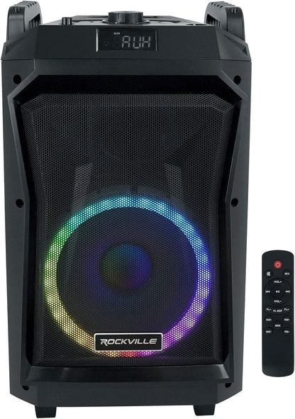 Rockville ROCKNGO 800 10" Portable Bluetooth Speaker, LED Lights, Wheels, Mic Priority, for Parties and Outdoor Events