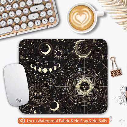 Square Mouse Pad Moon Sun, Personalized Premium-Textured Custom Mouse Mat Design, Washable Mousepad Cloth, Non-Slip Rubber Base Computer Mouse Pads for Wireless Mouse