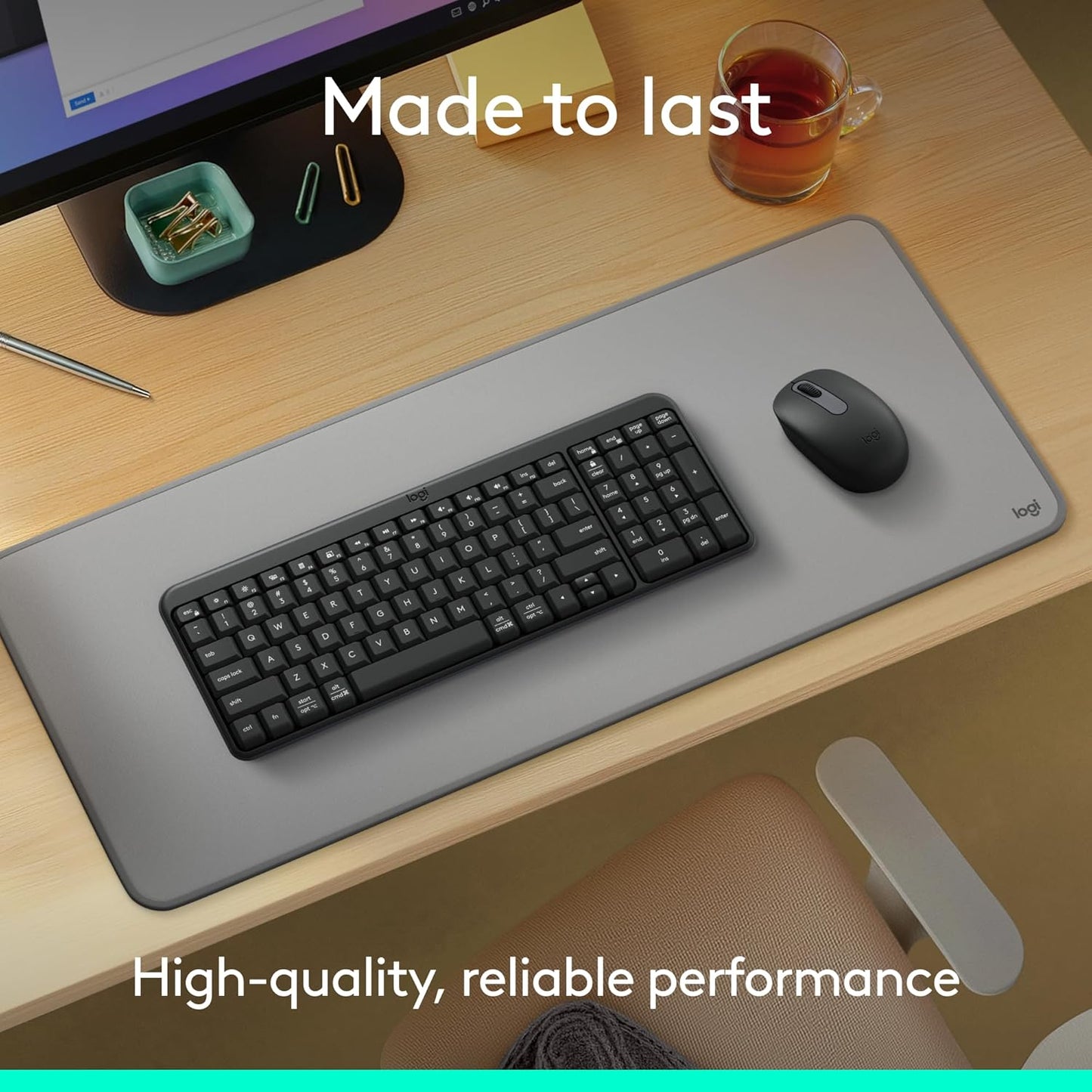 Logitech MK250 Bluetooth Wireless Mouse and Keyboard Combo: Fast & Easy Connectivity, Compact Wireless Keyboard, Ambidextrous Mouse, Durable Build - Windows/MacOS - Rose