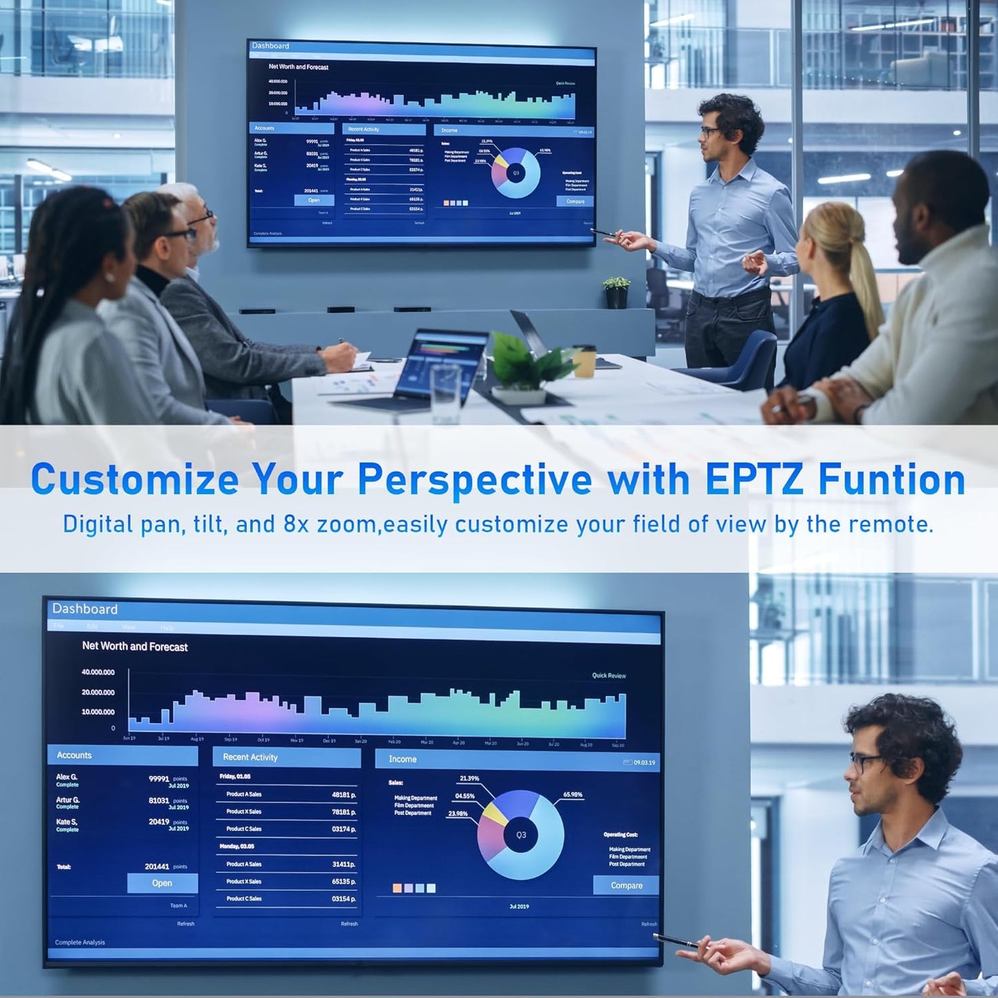 4K Webcam with Speaker and 4 AI Noise-Cancelling Mics, Wide Angle PC Cameras with Remote, Auto Focus, Privacy Cover, Tripod, Great for Computer, Zoom, Skype, Teams, Laptop, Personal Video Calling