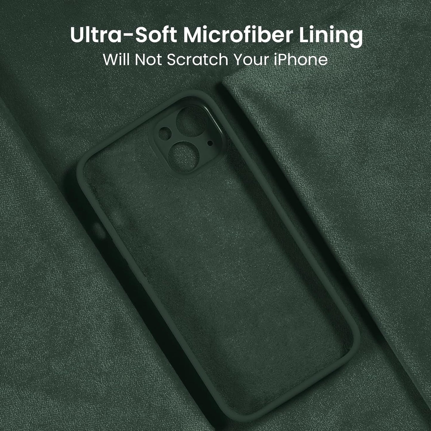 FireNova Designed for iPhone 13 Case, Silicone Upgraded [Camera Protection] Phone Case with [2 Screen Protectors], Soft Anti-Scratch Microfiber Lining Inside, 6.1 inch, Alpine Green