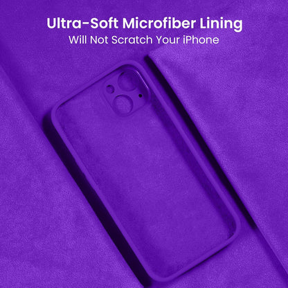 FireNova Designed for iPhone 15 Case, Silicone Upgraded [Camera Protection] Phone Case with [2 Screen Protectors], Soft Anti-Scratch Microfiber Lining Inside, 6.1 inch, Neon Purple