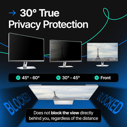 Universal 23"-24" - 23", 23.6", 23.8", 24" - 16:9/16:10 Aspect Ratio - 2 Pack - Computer Privacy Screen Filter for Widescreen Computer Monitors - 21.2"x13.4" = 541x342mm - Monitor Frame Hanging Type