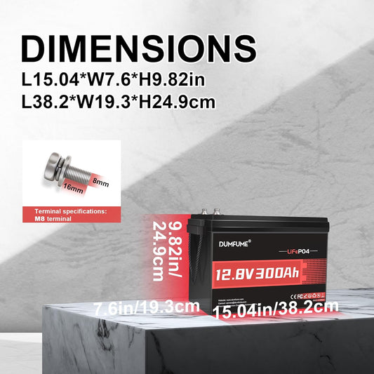 12V 300Ah 2 Packs Lithium LiFePO4 Battery,200A BMS 3840W Rechargeable Lithium Iron Phosphate Battery 15000+ Deep Cycles for Solar System,Backup Power,RV,Marine and Off-Grid