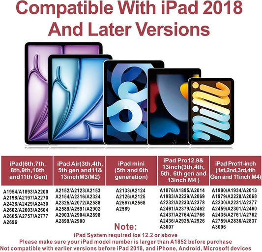 Stylus Pen for iPad 2018-2025 with Palm Rejection, Apple Pencil for Pad11th/10th/9th/8th/7th/6th Gen, iPad Pro 11/12.9 inch, New iPad Air 2025 11&13-inch(M3/2) /5th/4th/3th Gen, iPad mini 6th/5th