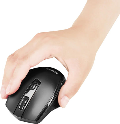 Amazon Basics Computer Mouse Wireless, Ergonomic, 2.4 GHz Optical, DPI Adjustable, Compatible With PC, Mac, Laptop, Black