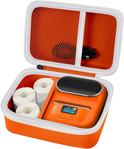 Case Compatible with Phomemo M110 Label Maker - Portable Mini Bluetooth Thermal Label Maker Carrying Storage Bag for Printer Labels, USB Cable and Accessories (Box Only) - Orange
