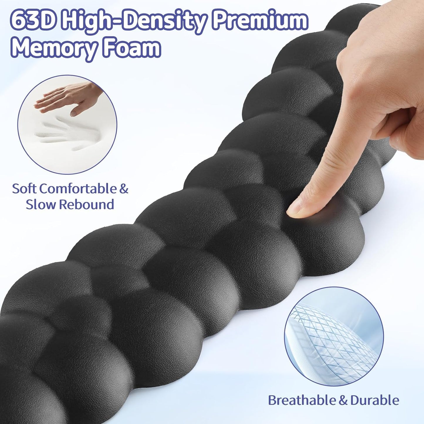 Cloud Wrist Rest for Keyboard and Mouse, Memory Foam PU Leather Keyboard Wrist Rest with Ergonomic Support, Non-Slip Base, Cute Arm Rest Pad & Palm Cushion, Office Desk Accessory, Black