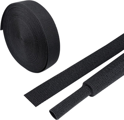 Heat Shrink Wire Loom 2:1 Shrinkable Braided Cable Sleeve 3/4 Inch ID-46ft Abrasion Protection Flexibility Fabric Wiring Harness Cover Sheath