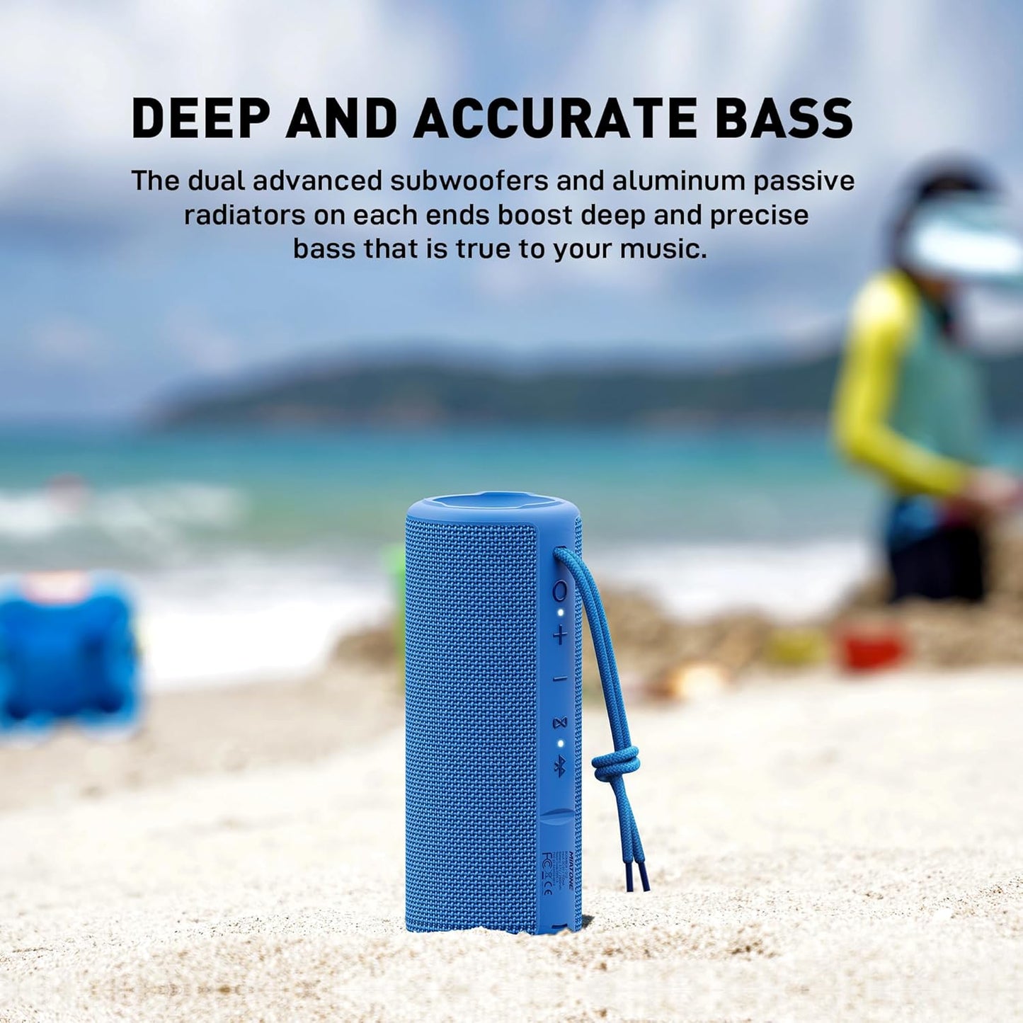 MIATONE Boombox Outdoor Portable Bluetooth Speakers Wireless Speaker Waterproof - Blue
