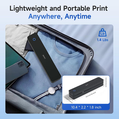 iDPRT Portable Printer Wireless for Travel, 300DPI Bluetooth Thermal Printer Support for 8.5"x11" US Letter, Inkless Compatible with iOS, Android, Laptop for Office, Car and Home, School