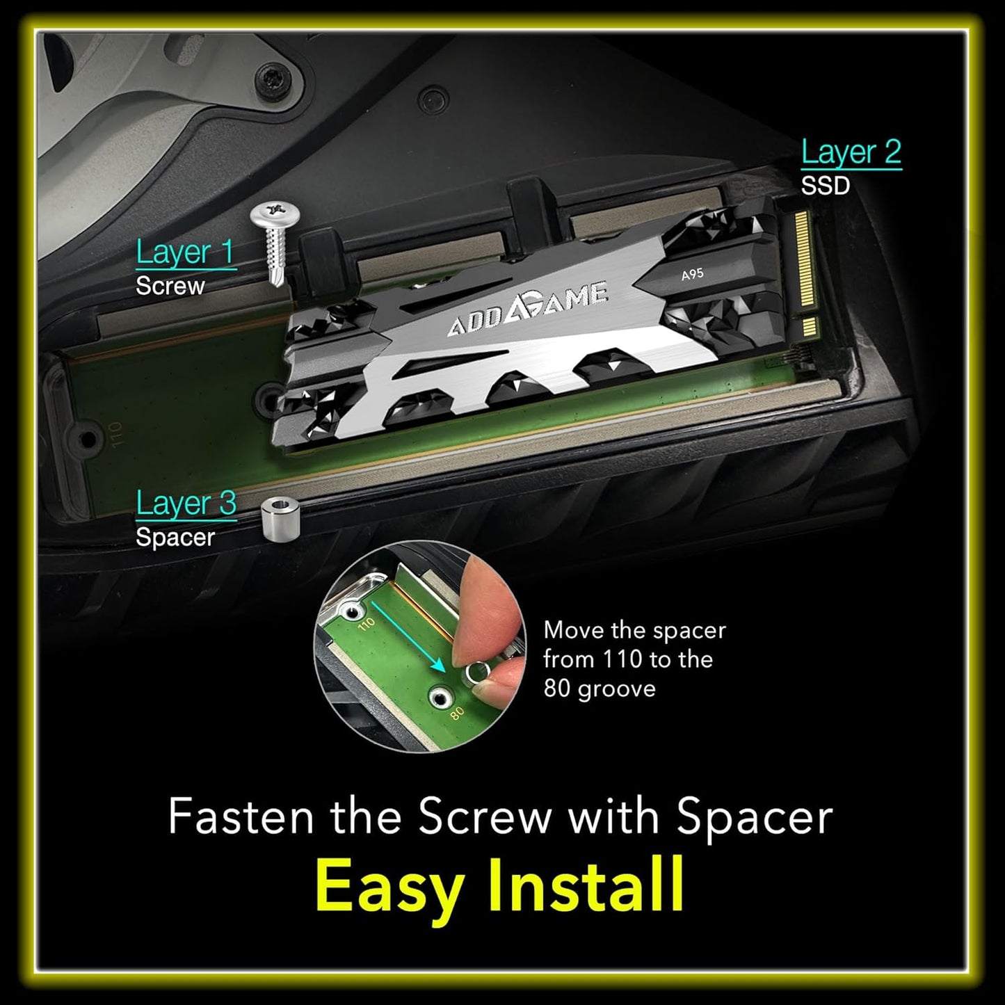 Addlink A95 8TB M.2 SSD Storage Expansion for PS5 Consoles with Heatsink, up to 7000 MB/s, Internal Gaming SSD -2280 PCIe NVMe Gen4X4 3D TLC with Dram NAND SSD Made in Taiwan