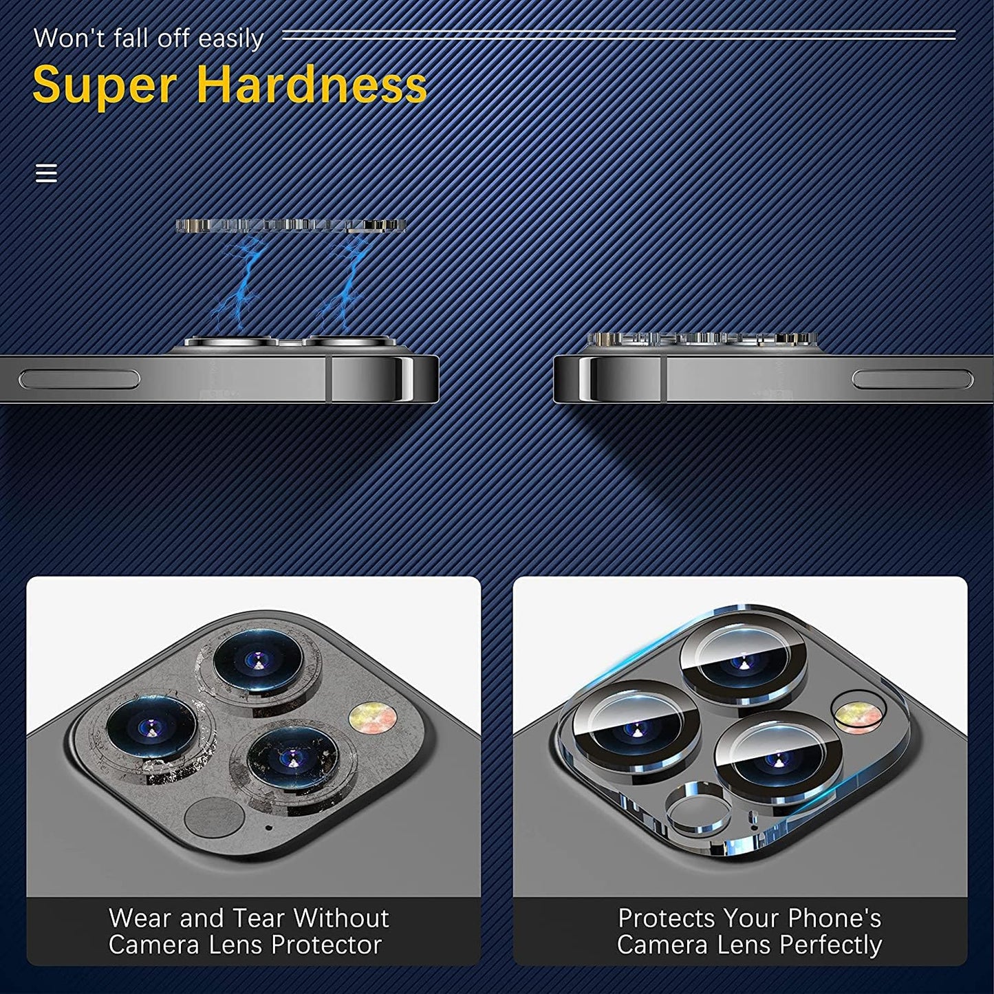 UniqueMe [3 Pack for iPhone 13 Pro/iPhone 13 Pro Max Camera Lens Protector, Tempered Glass [Case Friendly][New version][Scratch-Resistant][Easy Installation] - Clear