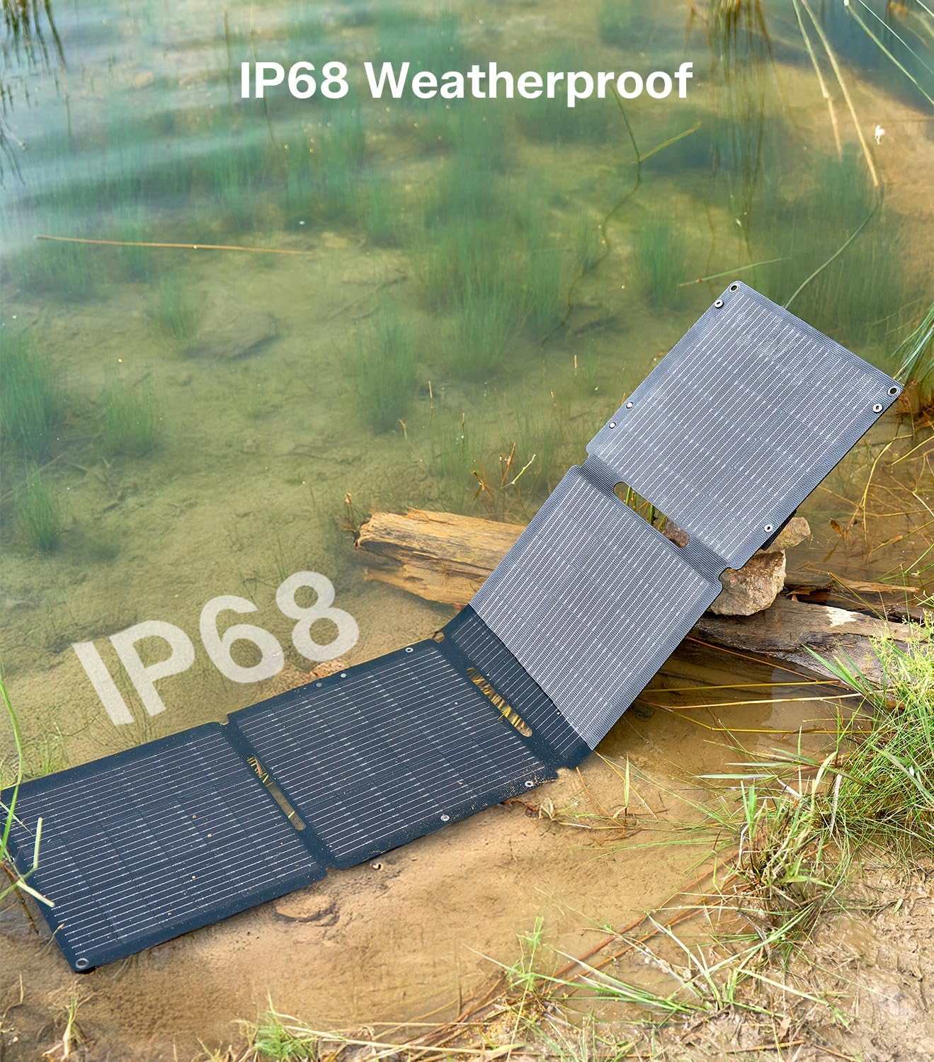 PEAKFLOW 65W Solar Panel,Foldable Portable Solar Panel,25.4% High-Efficiency, 45W PD USB-C Port,QC3.0 USB-A Port,DC5521 Output, Folding IP 68 Waterproof Solar Panels with Carabiners for Camping