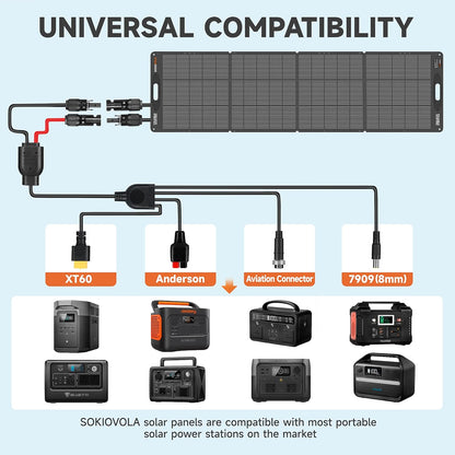 200W Portable Solar Panels,Foldable Solar Panel,IP68 Waterproof & Durable Up to 25% Efficiency N-Type 16BB Solar Cell ETFE Folding Solar Panel Kit,for Power Station Outdoor Camping RV