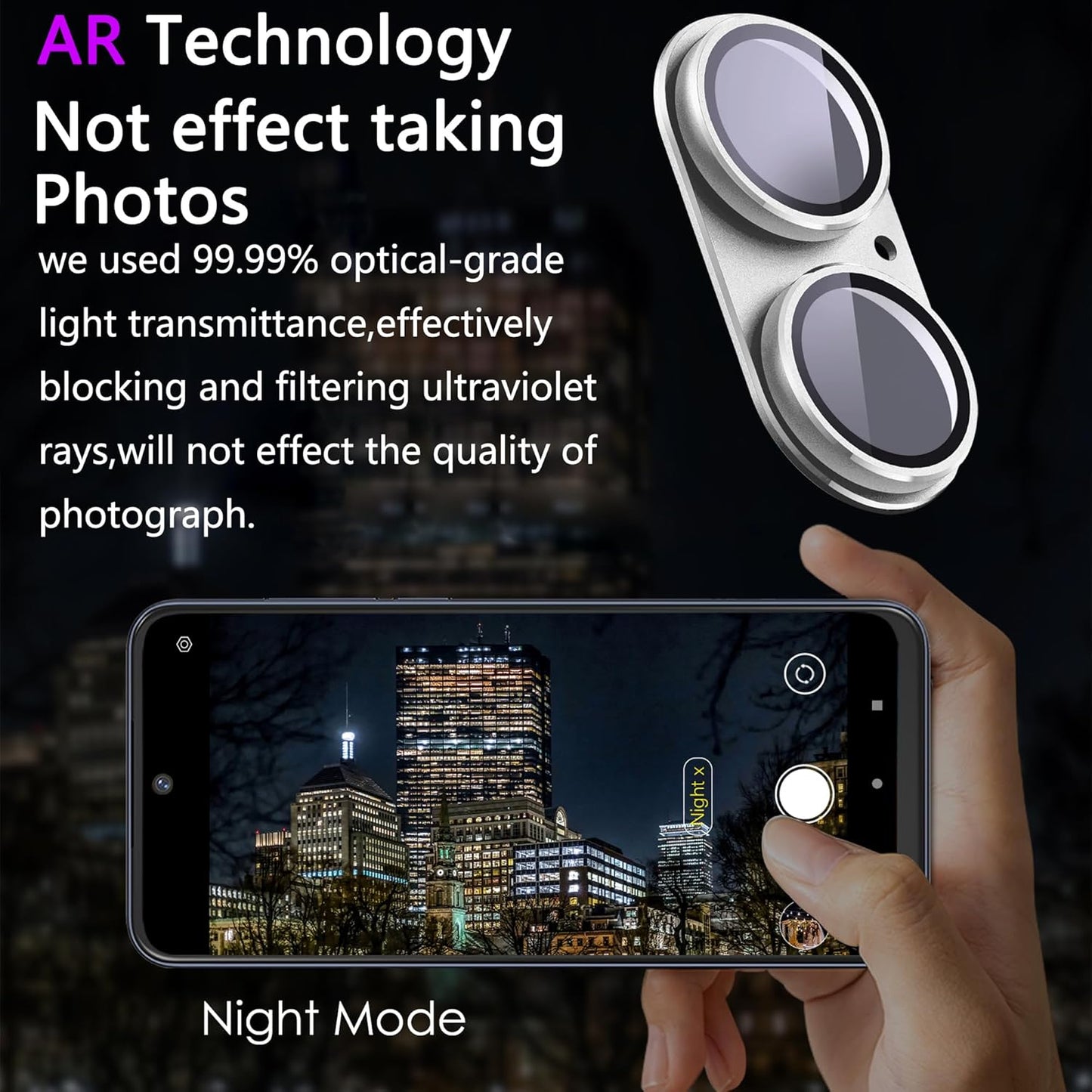 2 Pack Camera Lens Protector for iPhone 16 / iPhone 16 Plus,[Not Easy to Breakn ] AR Tempered Glass Strong Adsorption Metal Camera Cover Screen-Silvery