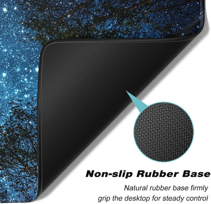 Extended Gaming Mouse Pad, XXL Large Mouse Mat 30 x 14 Inch, Big Computer Keyboard Mousepad, Waterproof Desk Pad with Stitched Edges and Non-Slip Base for Women Office Gaming, Galaxy Tree