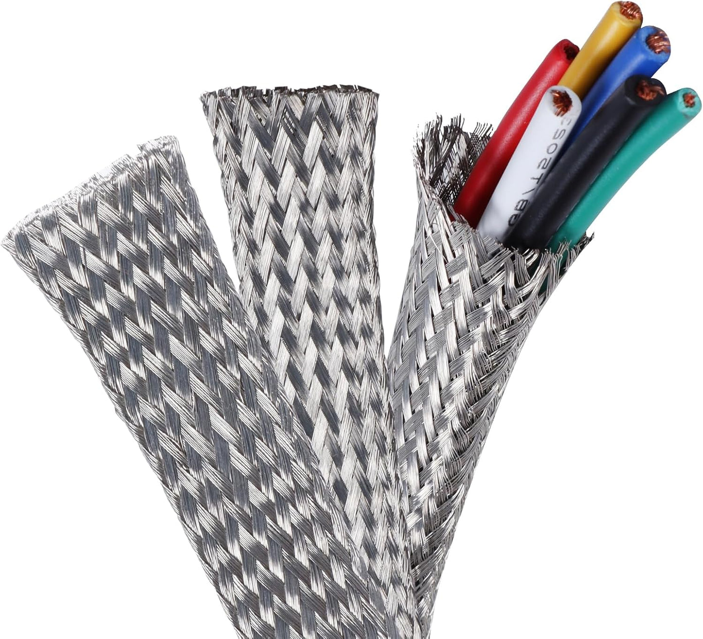 Tinned Copper Metal Braid Sleeving Wire Shielding Sleeve Braided Copper Ground Straps EMI/RFI Interference Expandable Flat Mesh Shielding Cable for Protect Wire (1/2inch-13ft)