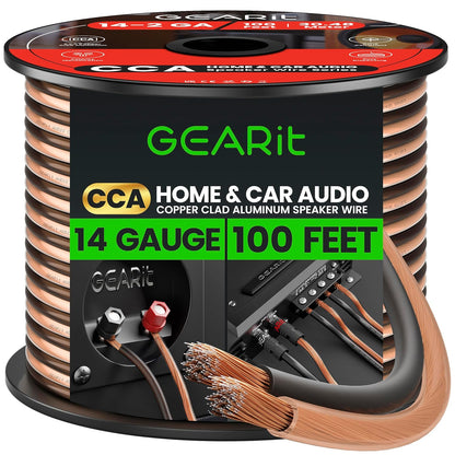 GearIT 14 Gauge 2 x 2.5mm Speaker Wire Cca Cca Cable (30.4 Meters - Black Clear)