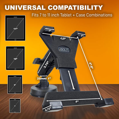 iBolt Tabdock BizMount -Holder/Mount with Suction Cup Base- for Your Windshield, Dashboard, or Desk - Compatible with All 7"-10" Tablets: iPad, Samsung Galaxy Tab, Google Nexus