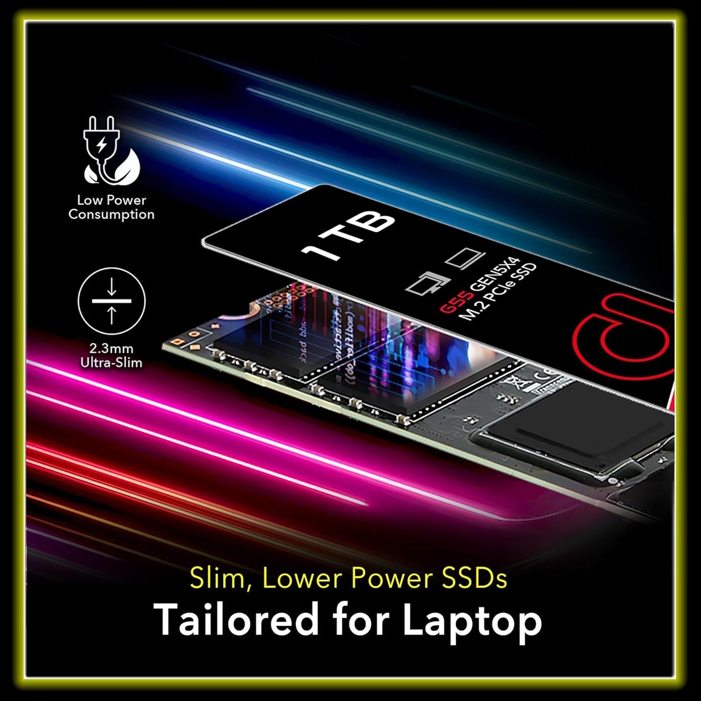 Addlink G55 1TB PCIe 5.0 Gen5 NVMe M.2 SSD- Up to 10,200 MB/s - PC Gaming Upgrade, Photography, Video Editing & Design - Gen5x4 Internal Solid State Drive (ad1TBG55M2P)