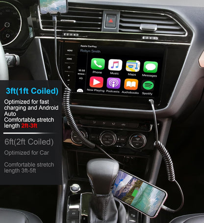 KIYODA USB Type C to Lightning Cable 3FT 2Pack, Coiled iPhone Charger Fast Charging for Car Short USBC Lightning iPhone Cord for iPhone14/13/12/11 Pro Max/iPad/CarPlay