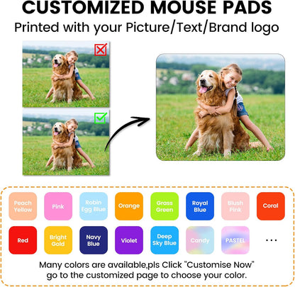 Custom Mouse Pad, Personalized Mouse Pad with Photo & Text, Neoprene Mouse Mat for Laptop Computer Office Desk, Mousepad Small with Anti-Slip Rubber Base