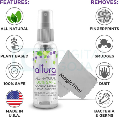 Altura Photo Professional Camera Cleaning Kit for APS-C DSLR & Mirrorless Cameras - Lens and Sensor Cleaner - Includes Case, Spray, Swabs, Blower, Brush, Tissue Paper